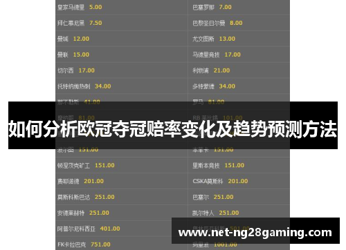 如何分析欧冠夺冠赔率变化及趋势预测方法